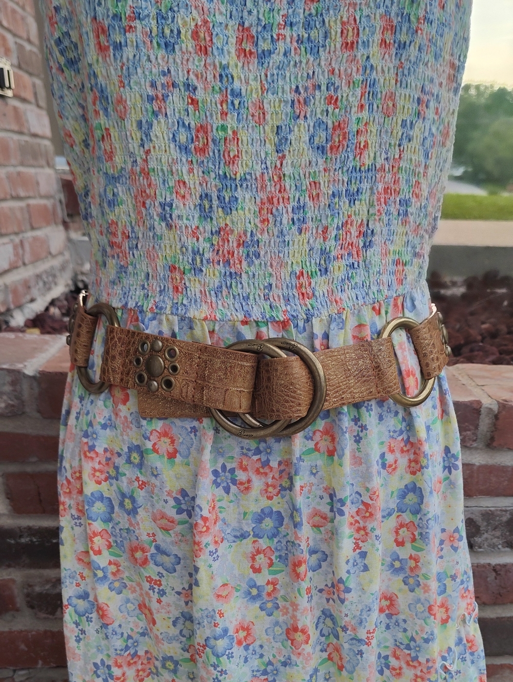 Vintage Guess Leather Studded Double Loop Buckle Belt Country Rodeo Western Y2K - Picture 3 of 15